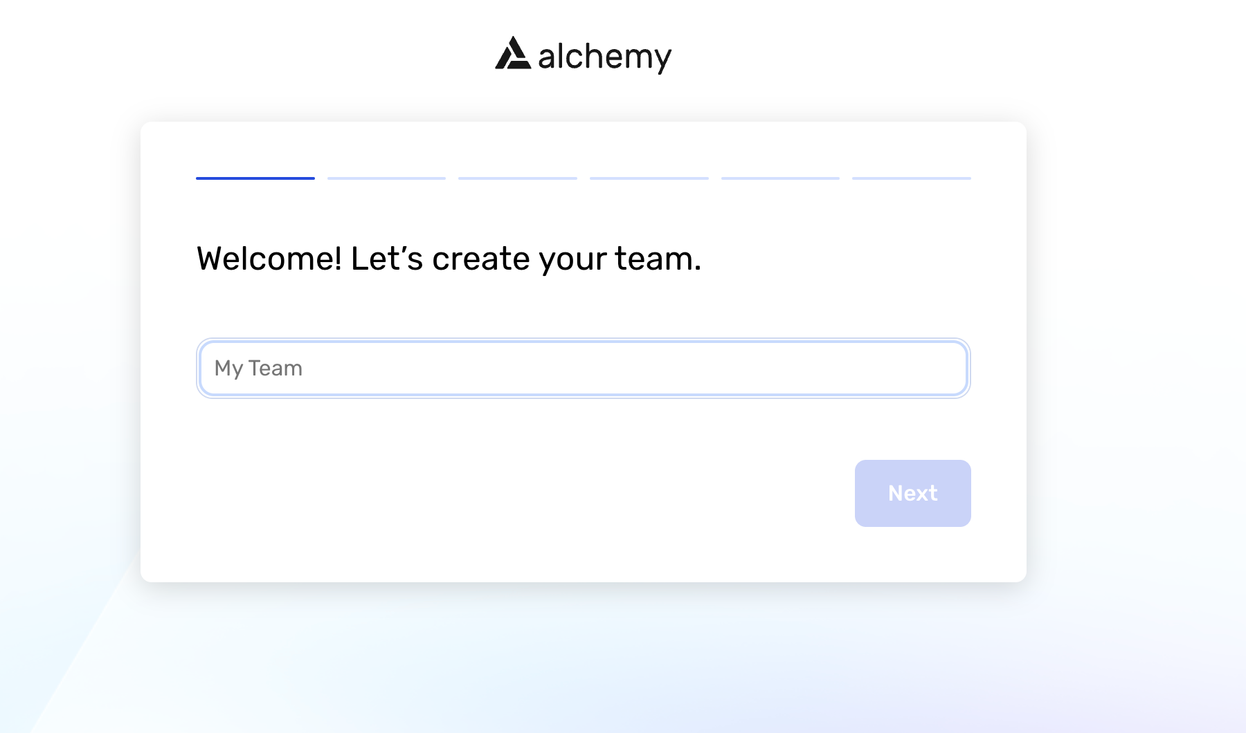 Alchemy Welcome Screen